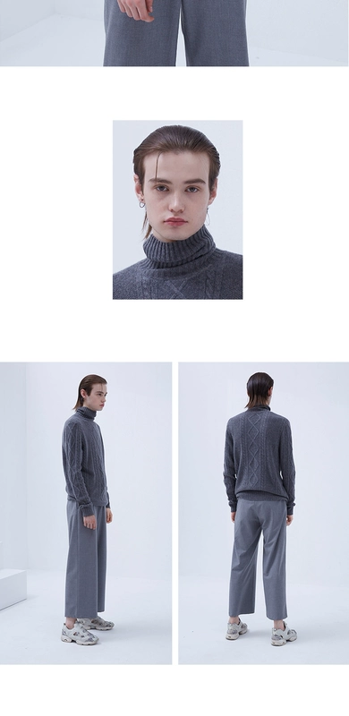 Áo len cashmere nguyên chất của nam giới áo thun nam mùa thu và mùa đông mới cao cổ áo xoắn dày áo len dài tay - Kéo qua