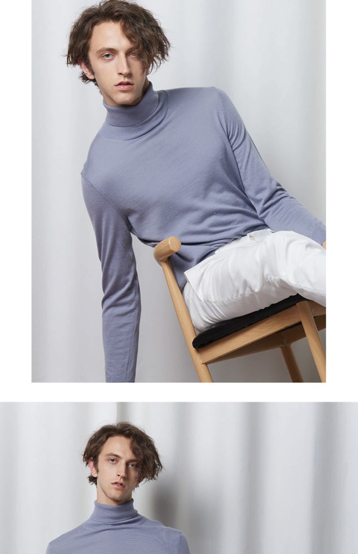 Sinfude áo len cashmere nam cao cổ áo thun cashmere tinh khiết len ​​áo len dài tay chạm đáy mùa xuân và mùa thu áo len mỏng - Áo len Cashmere áo giữ nhiệt nam