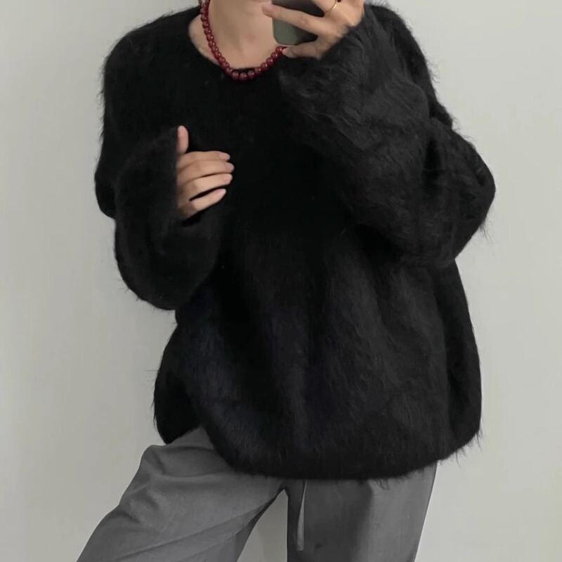 Fashionable Autumn and Winter New Long-Haired Mink Velvet Sweater for Women, Pullover, Lazy Style, Loose Mid-Length Casual Top Fashionable Autumn and Winter New Long-Haired Mink Velvet Sweater for Women, Pullover, Lazy Style, Loose Mid-Length Casual Top
