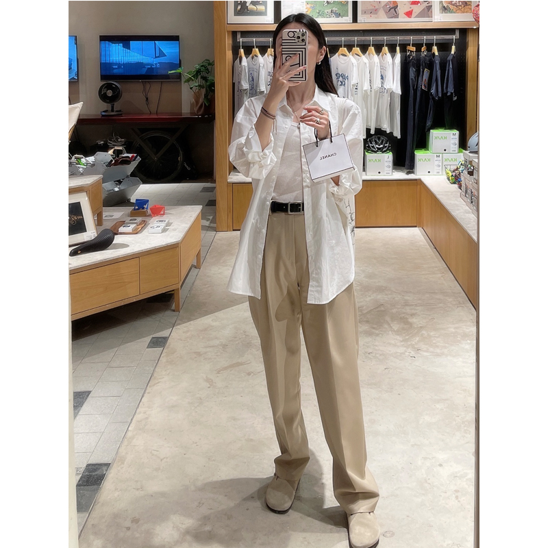 Croccicacci suit wool pants girl 2023 new vertical contours casual trousers drag the pants tide
