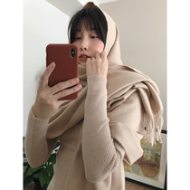 Crocch Winter New Cashmere Wool Showls Pure Color Plus Warm Texture Added to Thick Three-Color Scarf