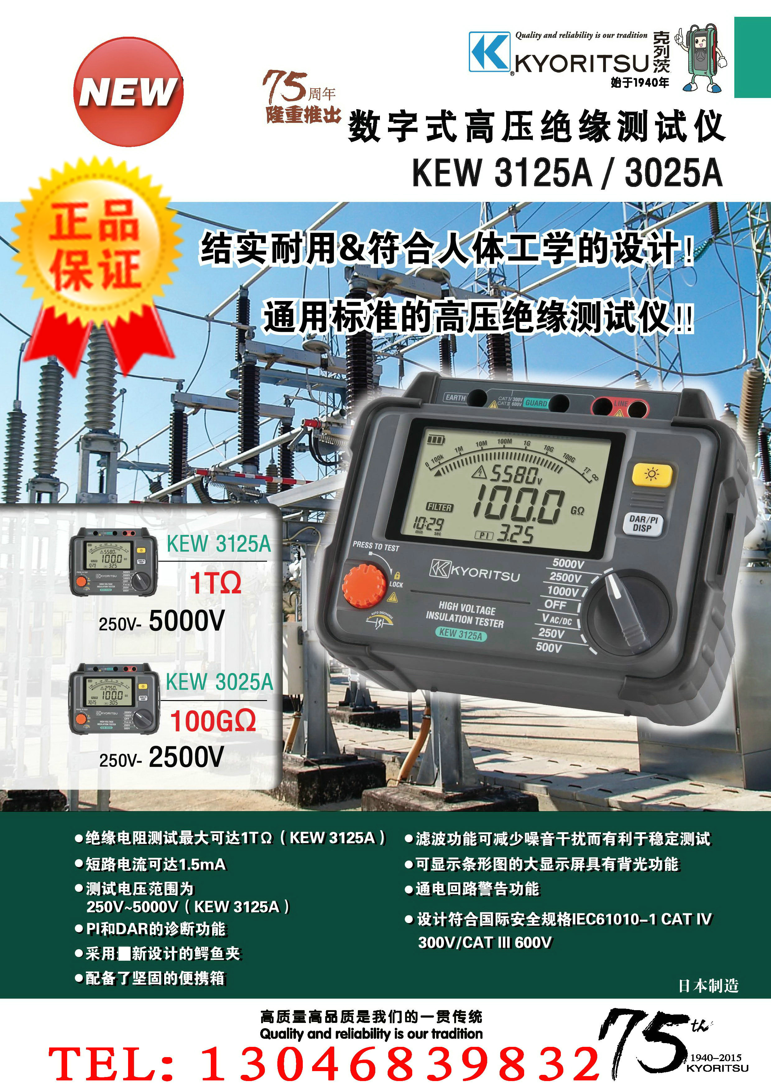 Original Clothing Japan Co-Establishment Instrument MODEL 3125A 5000V High Pressure Insulation Resistance Tester Promotion