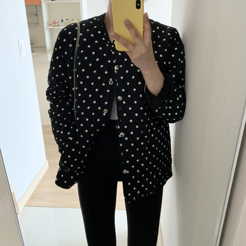 korean chic polka dot cotton coat