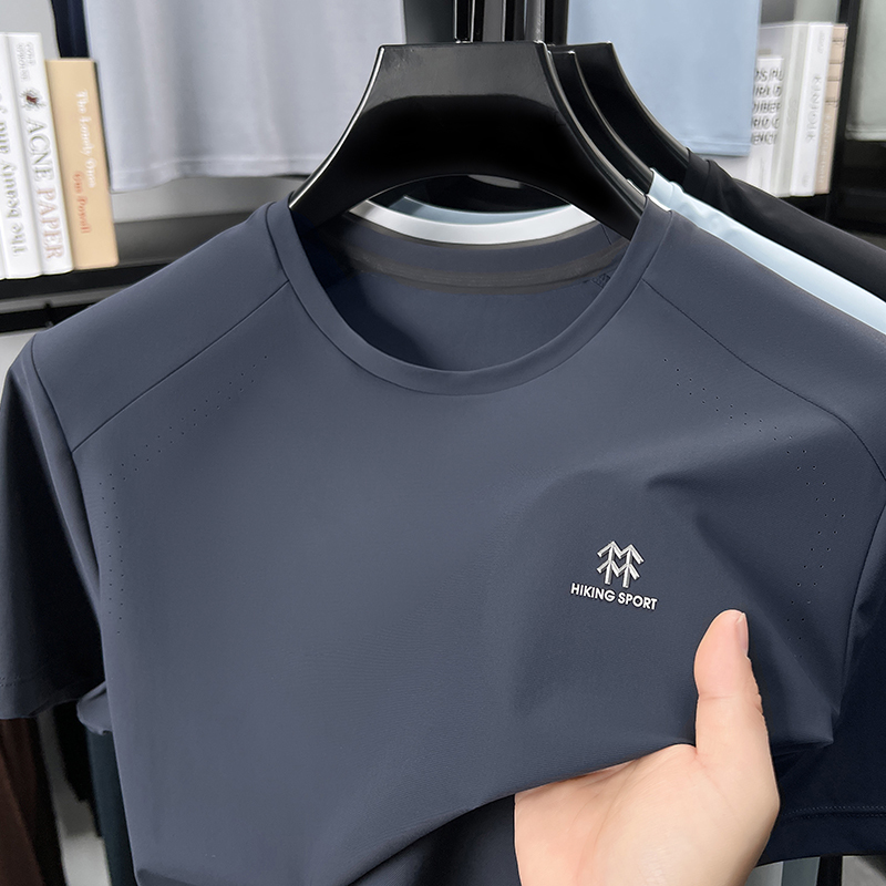 Two Trees Same Style Summer New Outdoor Sports T-Shirt Men's Short-Sleeved Running Fitness Elastic Breathable Quick-Drying Clothing