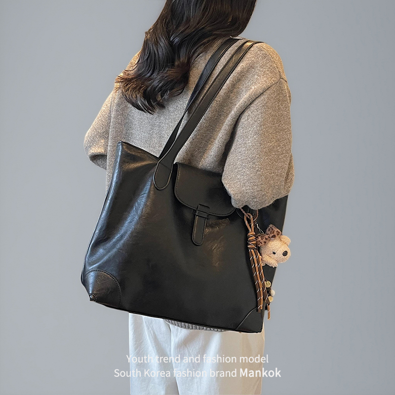 Mankok Large-Capacity Tote Bag for Women 2026 New High-End Retro Fashion Versatile Shoulder Bag