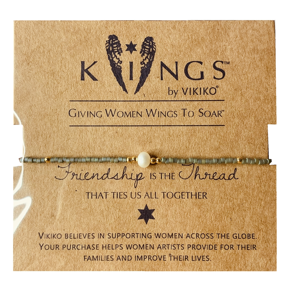 VIKIKO (avocado green) Japanese hand-made natural pearl elements 1 5mm ultra-fine bead string small hand-shaped female