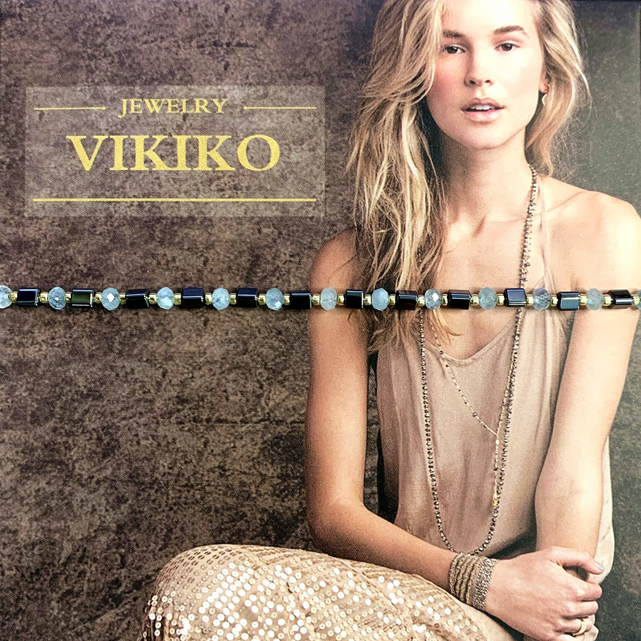 VIKIKO Japanese natural aquamarine girl small hand rope boudoir friends niche friendship boudoir honey same style hand rope