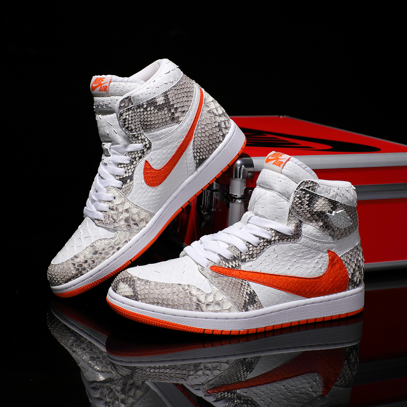 Nike Custom Sneakers Nike Air Jordan 1 Original Color Python Skin Swoosh High-Top Unisex Casual