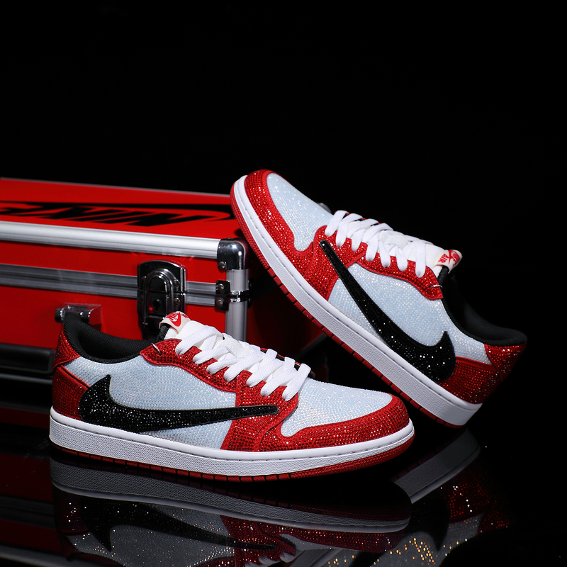 Nike Custom Sneakers Nike Air Jordan 1 Chicago Reverse Hook Full Diamond Starry Sky Design Unisex Model