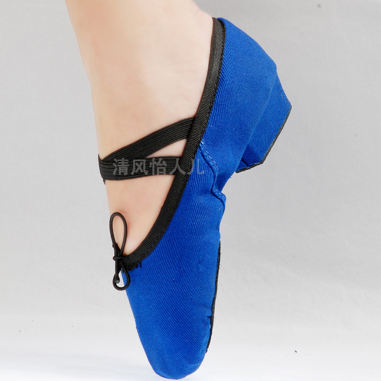Dance Shoes Teacher Special Belt with Female Adult Folk Dance Ballet Blue and Shoe Practicing Korn Shoes with Canvas