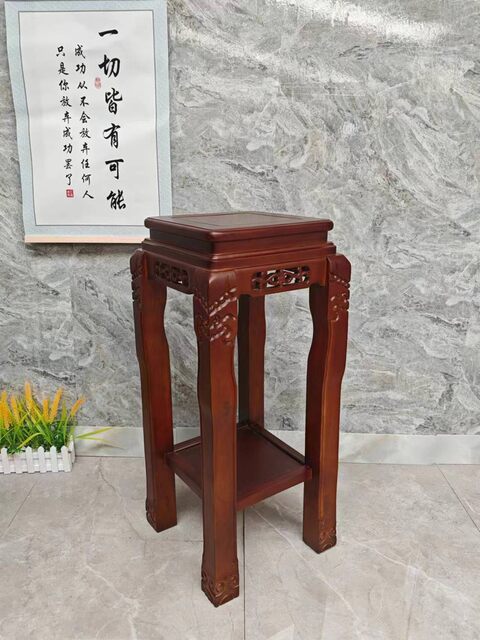 Special Offer: Simple Chinese-Style Elm Wood Multi-Layer Flower Stand, Solid Wood Flower Table, Living Room Square Flower Pot Stand, Telephone Table, Bonsai Stand