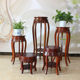 Multi-Layer Chinese-Style Solid Wood Flower Stand for Living Room, Floor-Standing Elm Wood Flower Stand, Round Carved Flower Pot Stand, Fully Assembled