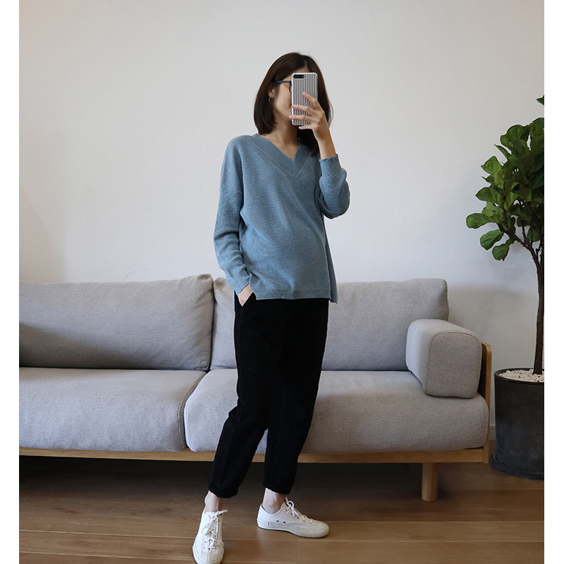 Pregnant women pants corduroy casual trousers spring thickened bottom wear slim wild top pants