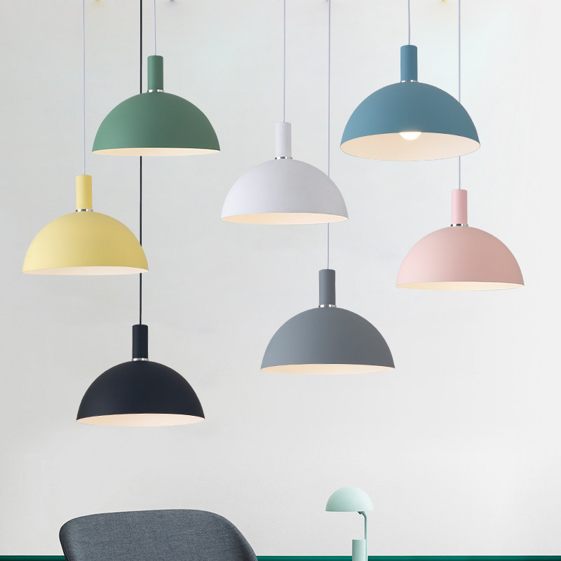 Nordic single-head chandelier simple modern single restaurant restaurant dining room bar shop color pot cover chandelier lampshade