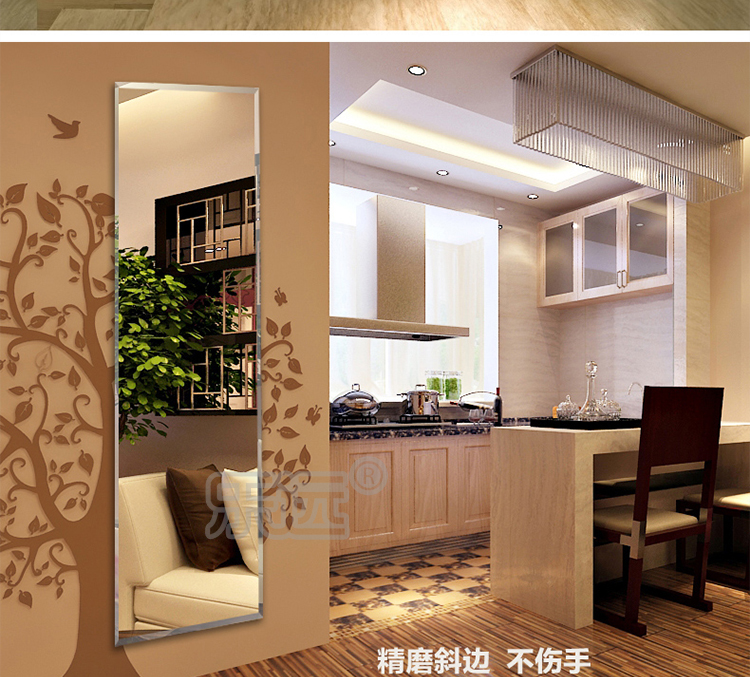 Toàn bộ mảnh Tân Cương không gương lắp gương Mặc quần áo treo tường phòng ngủ dán gương toàn thân gương tủ quần áo gương - Gương gương trang điểm có đèn
