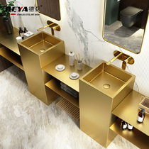 304 stainless steel column basin bar floor-standing washbasin hotel golden light luxury column wash basin