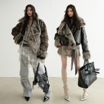 JNYLON-24AW暗黑摇滚无性别松弛不羁正反两穿格子PU仿皮夹克