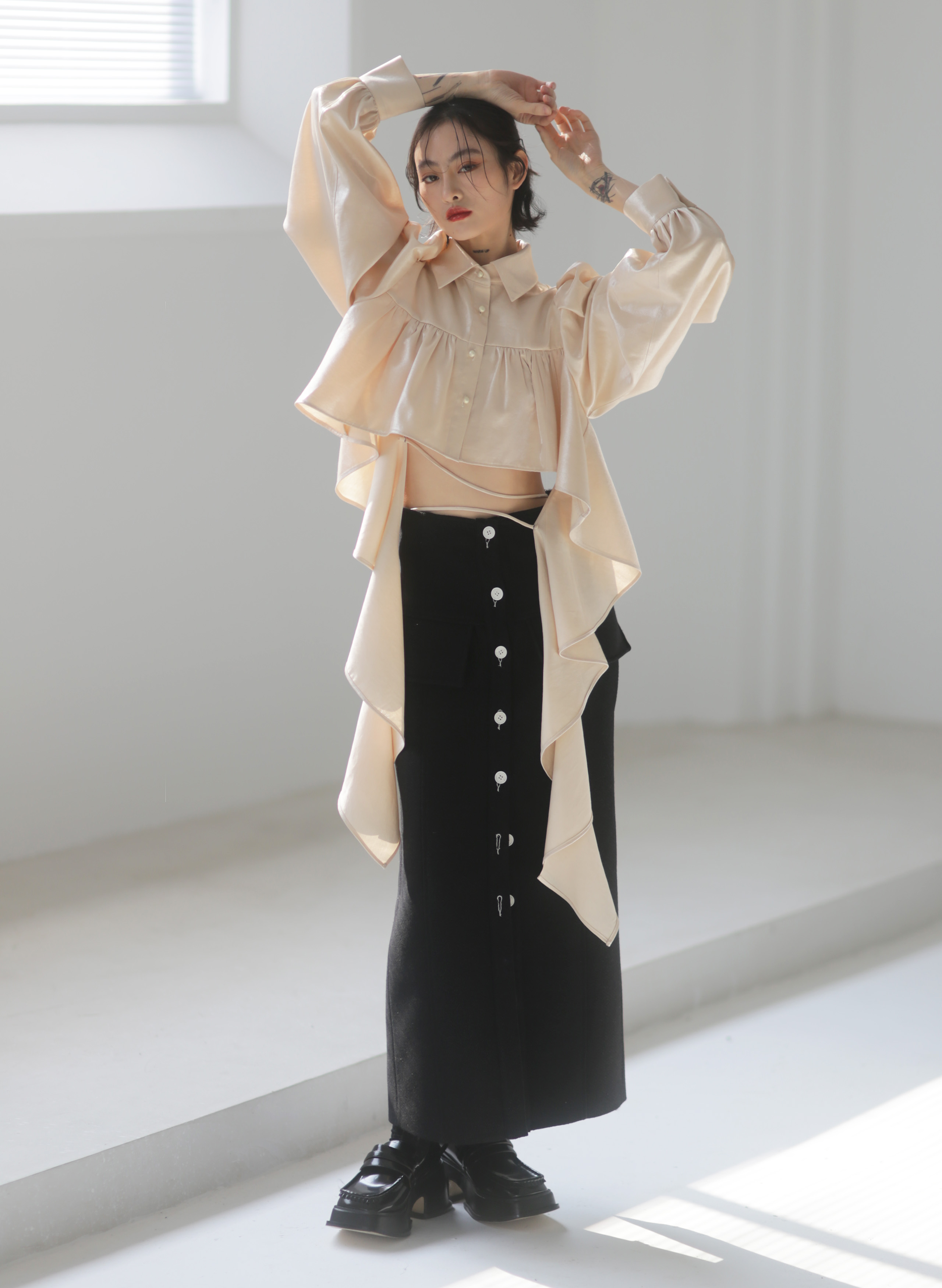 美品】SÉZANE アシンメトリー フリルエッジ シャツ