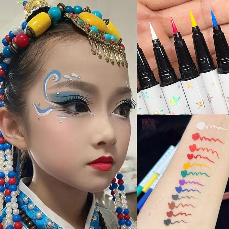 儿童舞台妆彩绘膏防水防汗脸部面部线条脸彩眼线水笔液白色大红色值得买吗？_眼线_淘宝美妆网