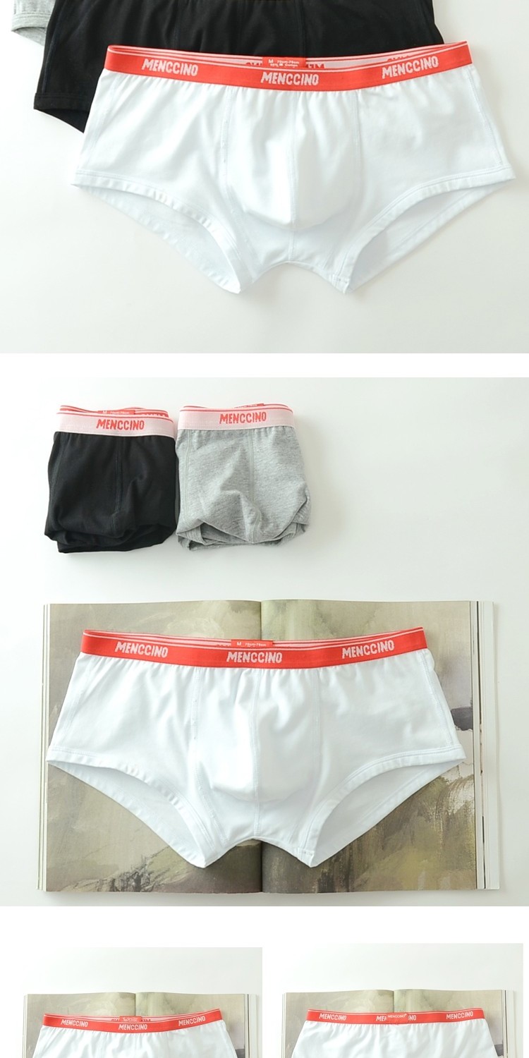Thời trang cá tính nam đồ lót đơn giản thuần trắng đen xám U lồi eo thấp boxer văn học cotton vuông đồ lót nam