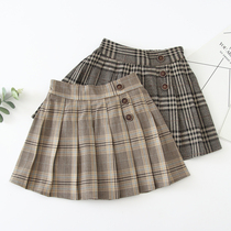 Girls  skirt spring 2021 new pleated skirt childrens super-western style childrens wild mini plaid short skirt