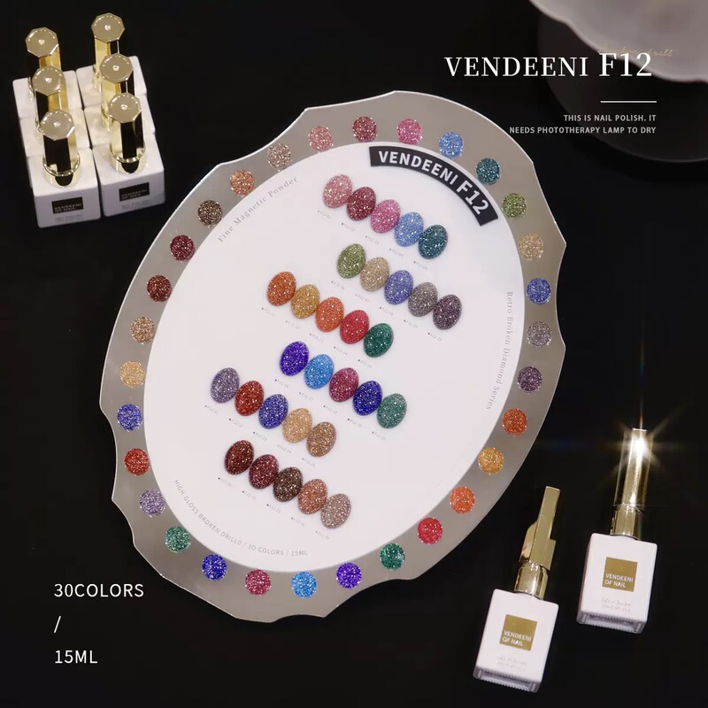 New Sika Vendeeni Nail Polish Gel, One-Stroke Color Application, Long-Lasting and Strong, Colorful Nail Polish with Cat Eye and Crushed Diamond Effect