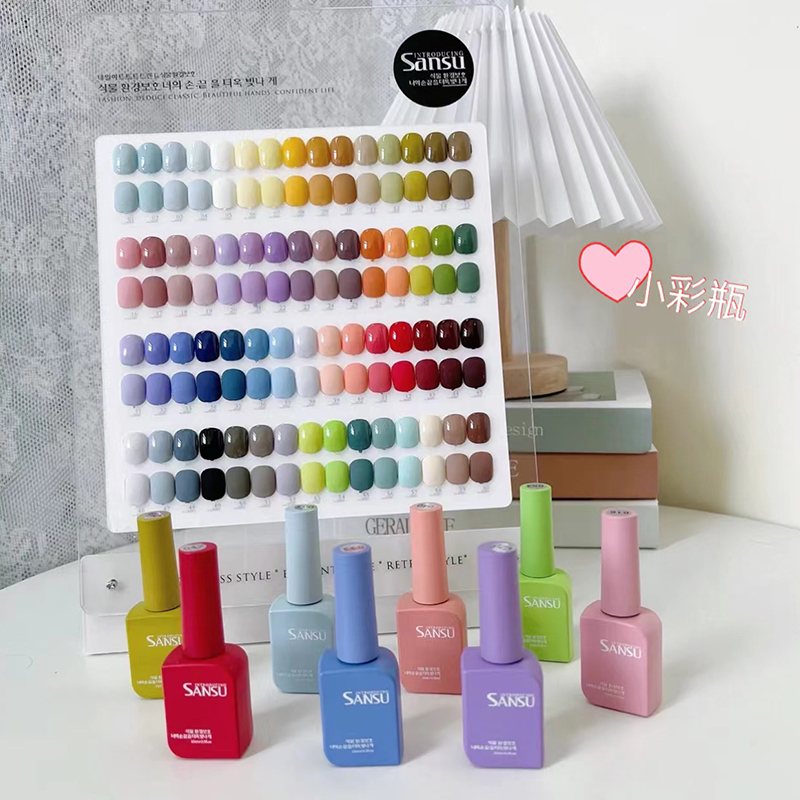 Sansu 60-Color Three-Tip Nail Polish Gel, Long-Lasting, High Saturation, One-Stroke Application, Suitable for Salon Use, Dormitory Nail Art, and Wearable Nails