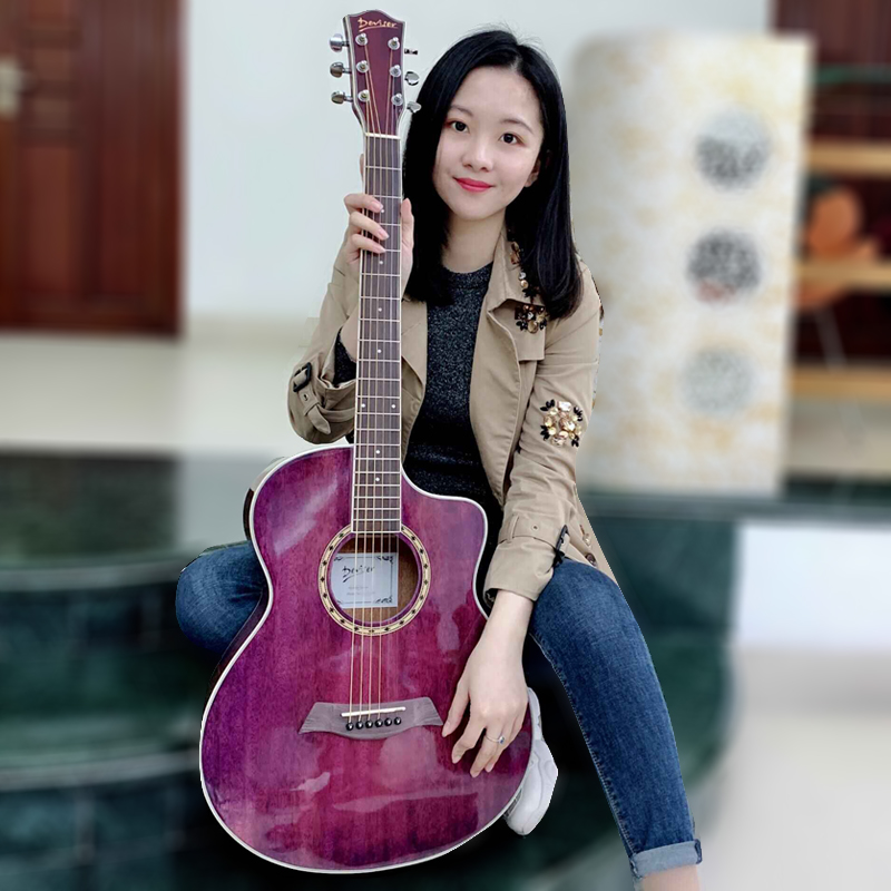 4041 inch new beginner folk guitar male and female students net red shaking sound section notched peach core veneer acoustic guitar