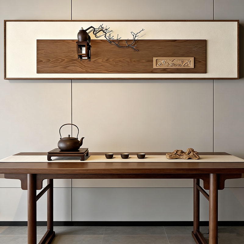 New Chinese-Style Three-Dimensional Decorative Painting for Tea Room, Study, Zen-Inspired Wall Decor, Wabi-Sabi Style Sofa Background Wall Hanging Painting