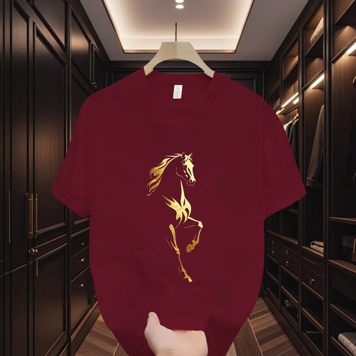 Мужская футболка с круглым вырезом и короткими рукавами от бренда Year of the Horse tide, коллекция 2026 года, летний стиль, свободный модный хлопковый топ с короткими рукавами