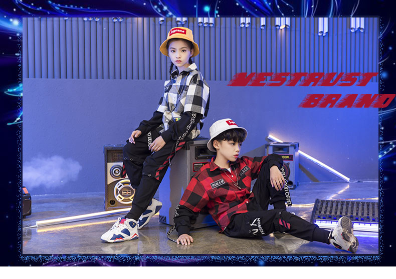 Áo khiêu vũ đường phố cho bé trai tay dài mùa thu biểu diễn múa mùa thu nữ khiêu vũ jazz trẻ em hip-hop biểu diễn quần áo thủy triều bộ đồ nhảy bé trai 