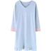 Mark Princess nightdress nữ mùa xuân và mùa thu dài tay cotton Hàn Quốc dễ thương cô gái giản dị phục vụ nhà đồ ngủ váy mùa thu - Đêm đầm