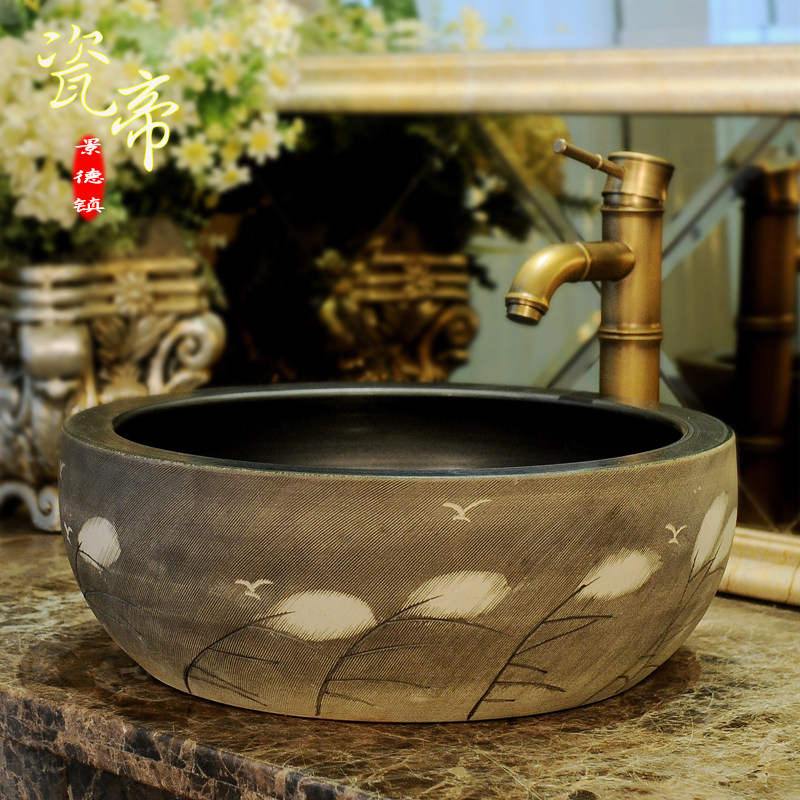 Porcelain Emperors Makeup Chamber Terrace Basin Art Basin Round Washbasin Face Basin Make-up Room Washbasin Home Wash Basin