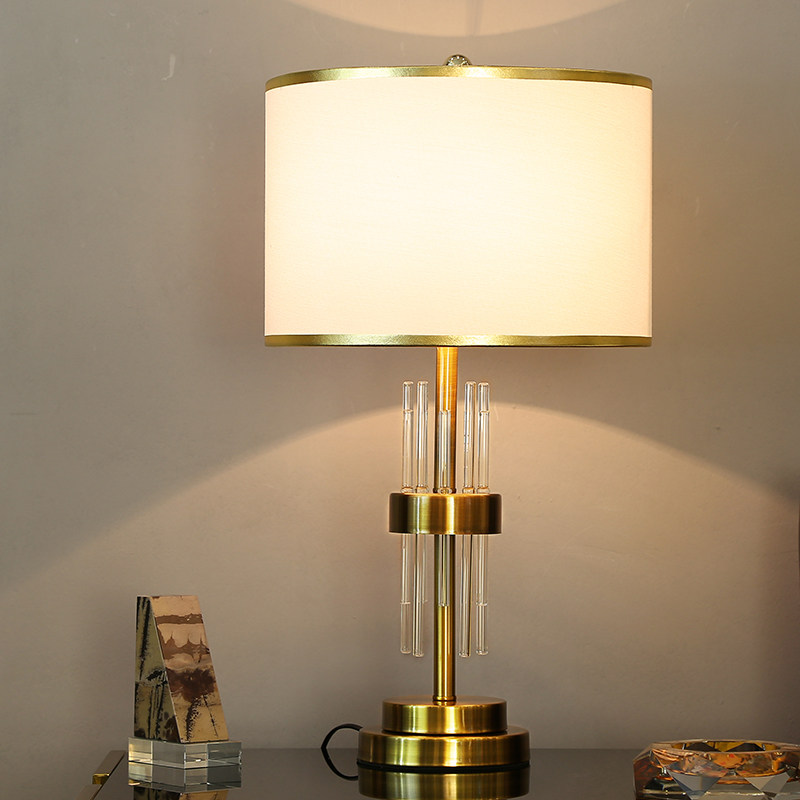 Postmodern crystal stick Eurostyle table lamp light extravagant living-room cozy book room minimalist cloth art bedroom bedside Creative table lamp