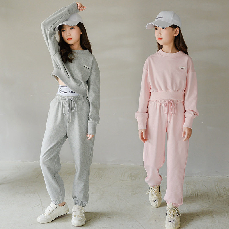 Spring and autumn Children's clothing Girls clothing suit Long sleeves thick cotton T Two-style CUHK child sports suit Real beat casual cover