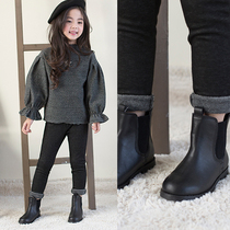 Girls plus velvet denim stretch leggings wear spring and autumn baby black tight pencil pants long pants