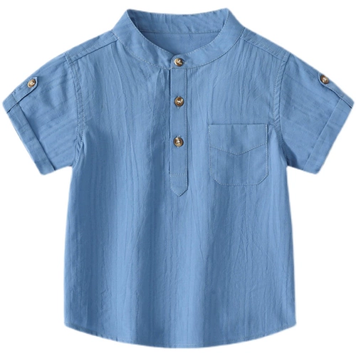 Летняя детская белая хлопковая рубашка для мальчиков, детская одежда