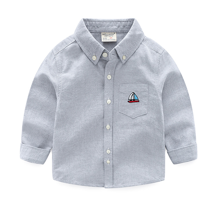 Áo sơ mi bé gái mùa xuân áo dài tay mới phiên bản Hàn Quốc của bé gái áo sơ mi cotton cho bé mùa xuân và mùa thu quần áo trẻ em - Áo sơ mi áo sơ mi bé gái 10 tuổi