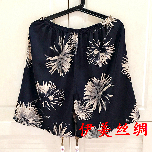 Lụa lụa lụa kết cấu quần short lụa đồ ngủ mùa hè nóng quần in bãi biển quần người đàn ông nhà cộng với phân bón tăng 	quần đi biển giá	