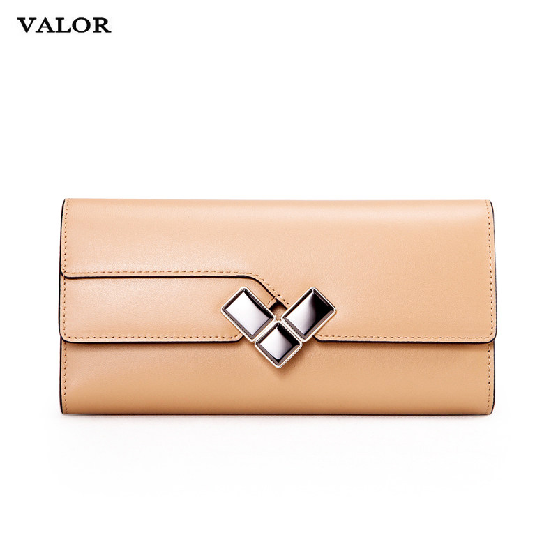 France VALOR 2021 new women's wallet genuine leather long version of the first layer cowhide snap buckle wallet three-fold multi-card position