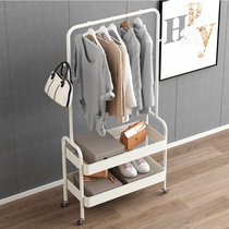 Double layer clothes hanger floor bedroom home clothes hat rack indoor simple balcony hanging clothes hanging bag cool clothes rack