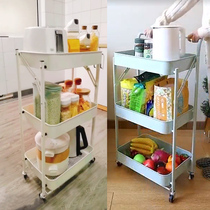 Free-to-install kitchen shelve floor 3-layer bedroom with removable home storage containing shelf folding white trolley