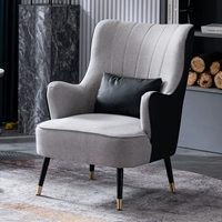 Высококачественная черная кожа и бежевый лен {в комплект входит подушка}