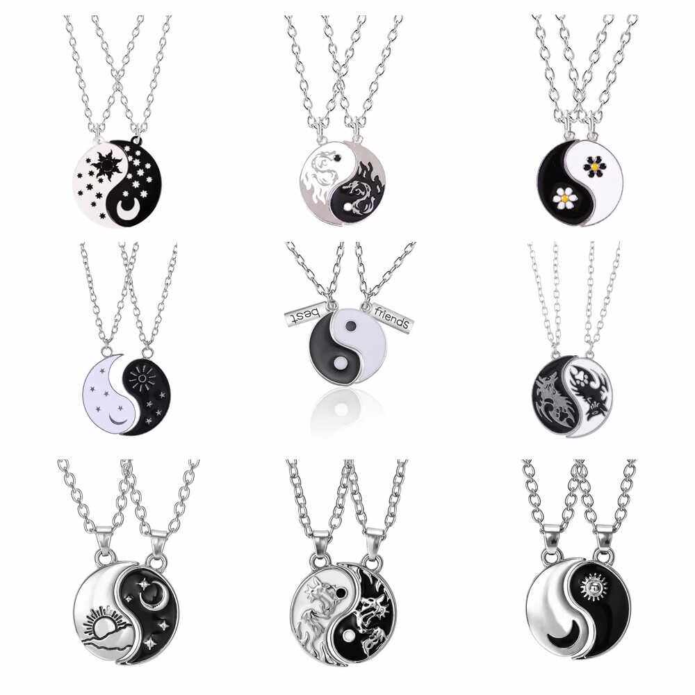 中国風の白黒太極拳ネックレス。八卦図のペンダント付き。トレンディなブランド、ユニセックス、多用途、ユニーク、ニッチ、カジュアルなカップルアクセサリー。