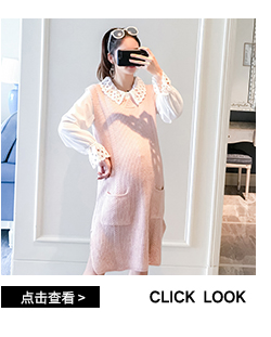Bà bầu mùa thu đầm dài 2018 mới thời trang Hàn Quốc áo len sọc ngang cổ chữ V áo bầu đẹp