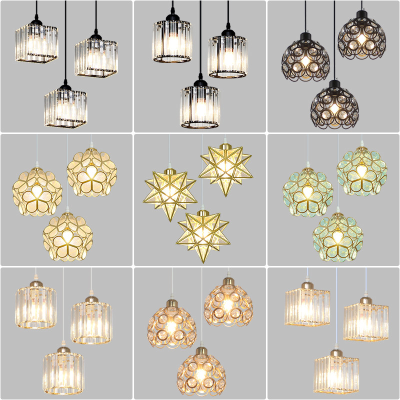 LED Dining Handling Lights Three heads of Nordic Modern Simple Creative Bedroom Hall Bar Crystal Luxury