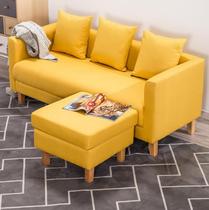 Fabric net red three-person beige sofa double casual atmosphere Sales department corner Nordic home blue cloth