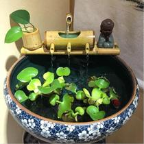 Feng Shui pool ornaments Floor-to-ceiling running water fish tank Bamboo filtration Creative transfer circulating water New Chinese style base Hotel jewelry