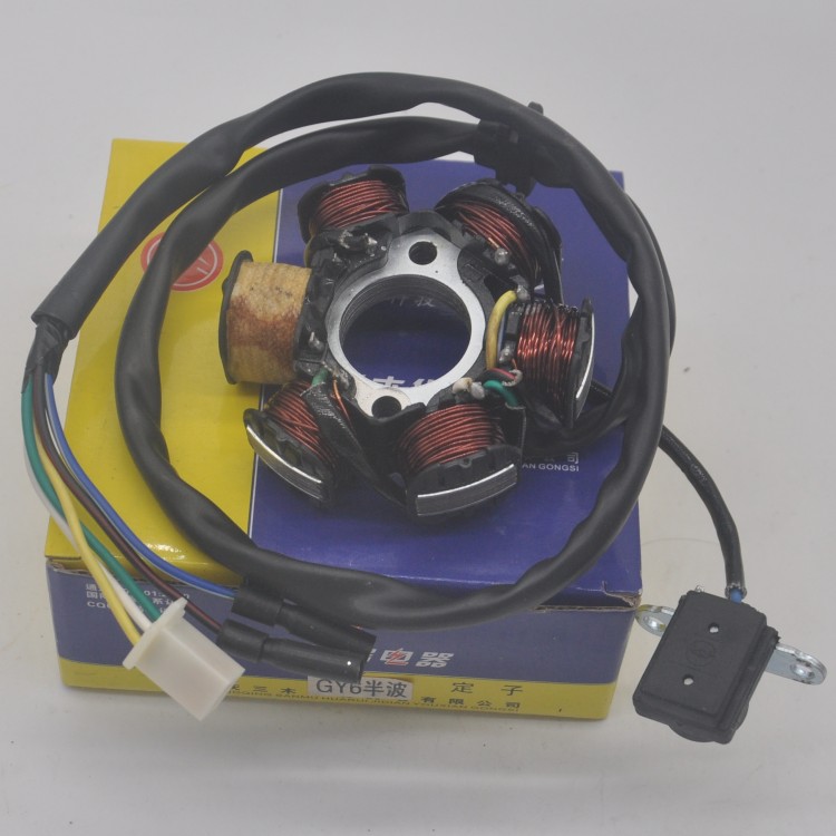 Chongqing Sanwood Huarei Locomotive Ignitor coil GY6 Half-wave full-wave magnetic steel coil locomotive 6 poles stator