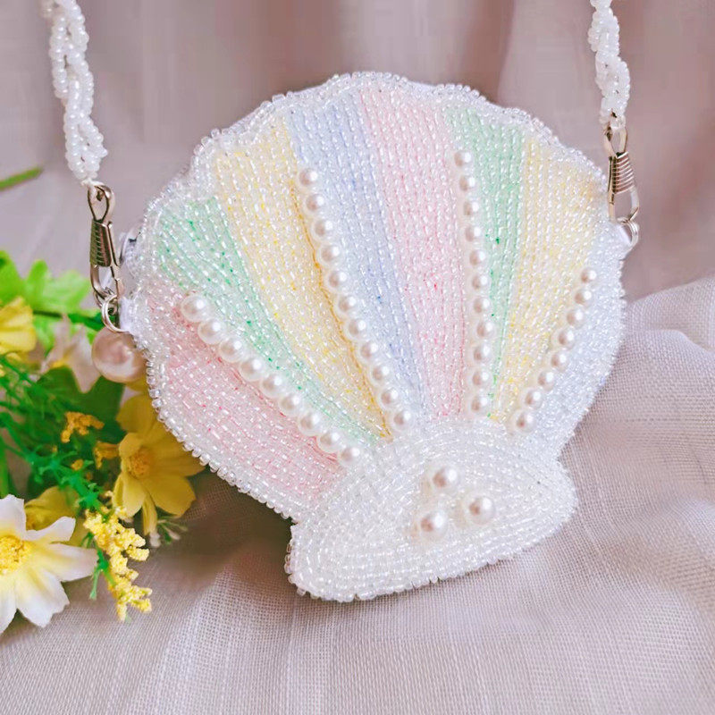 Pearl Bag Wrap Woman Summer Shells Chain Mini Handwoven Diagonal Satchel String Beads Fairy Bag Small Scent